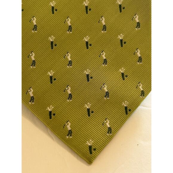 Beau Brummell Soho Men’s Tie Golf Man 3.5” Designer Handmade 100%‎ Silk Necktie - Picture 2 of 6